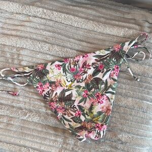 Victoria's Secret Floral Pink & Green String Bikini Bottom